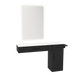 Nova Combo Wall Mount Styling Station with Side-Mount Appliance Holder, Solid Surface Countertop, and White Rectangle Illuminate Back Lit Mirror - Kaemark