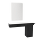 Nova Combo Wall Mount Styling Station with Side-Mount Appliance Holder, Solid Surface Countertop, and White Rectangle Illuminate Back Lit Mirror - Kaemark