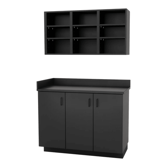 VetPro ER - 47" Wall-Mount Shelves and Base Cabinet Exam Room Veterinary Cabinets - Kaemark