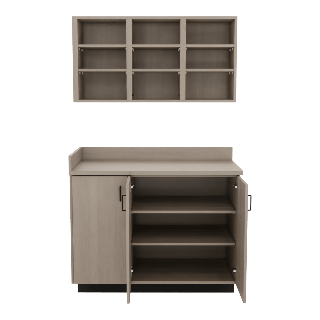 VetPro ER - 47" Wall-Mount Shelves and Base Cabinet Exam Room Veterinary Cabinets - Kaemark
