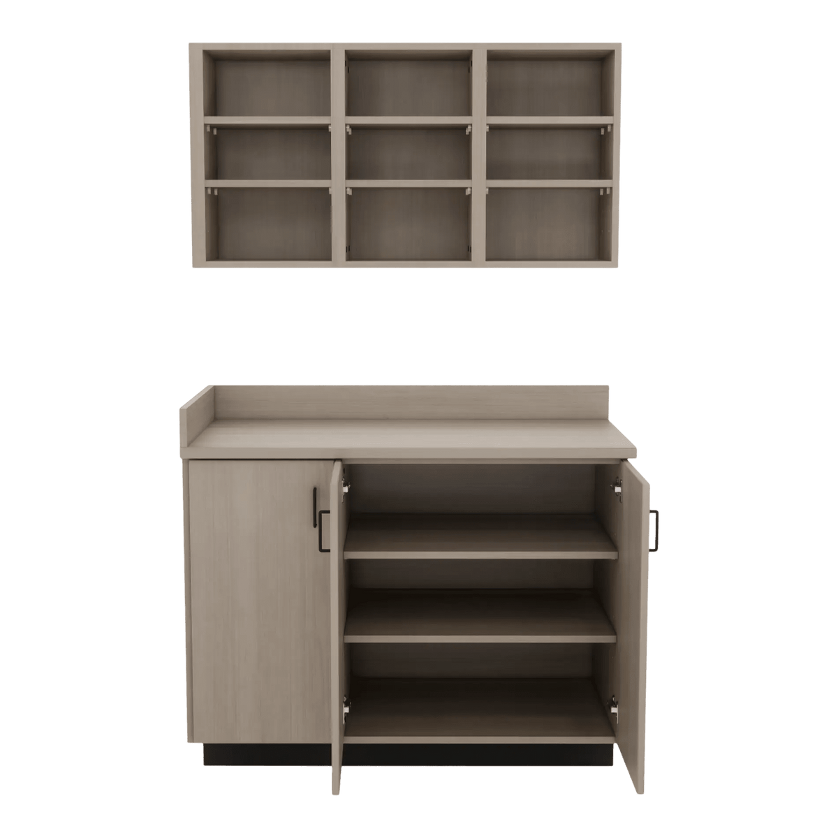 VetPro ER - 47" Wall-Mount Shelves and Base Cabinet Exam Room Veterinary Cabinets - Kaemark
