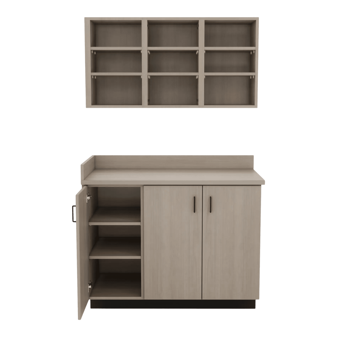 VetPro ER - 47" Wall-Mount Shelves and Base Cabinet Exam Room Veterinary Cabinets - Kaemark