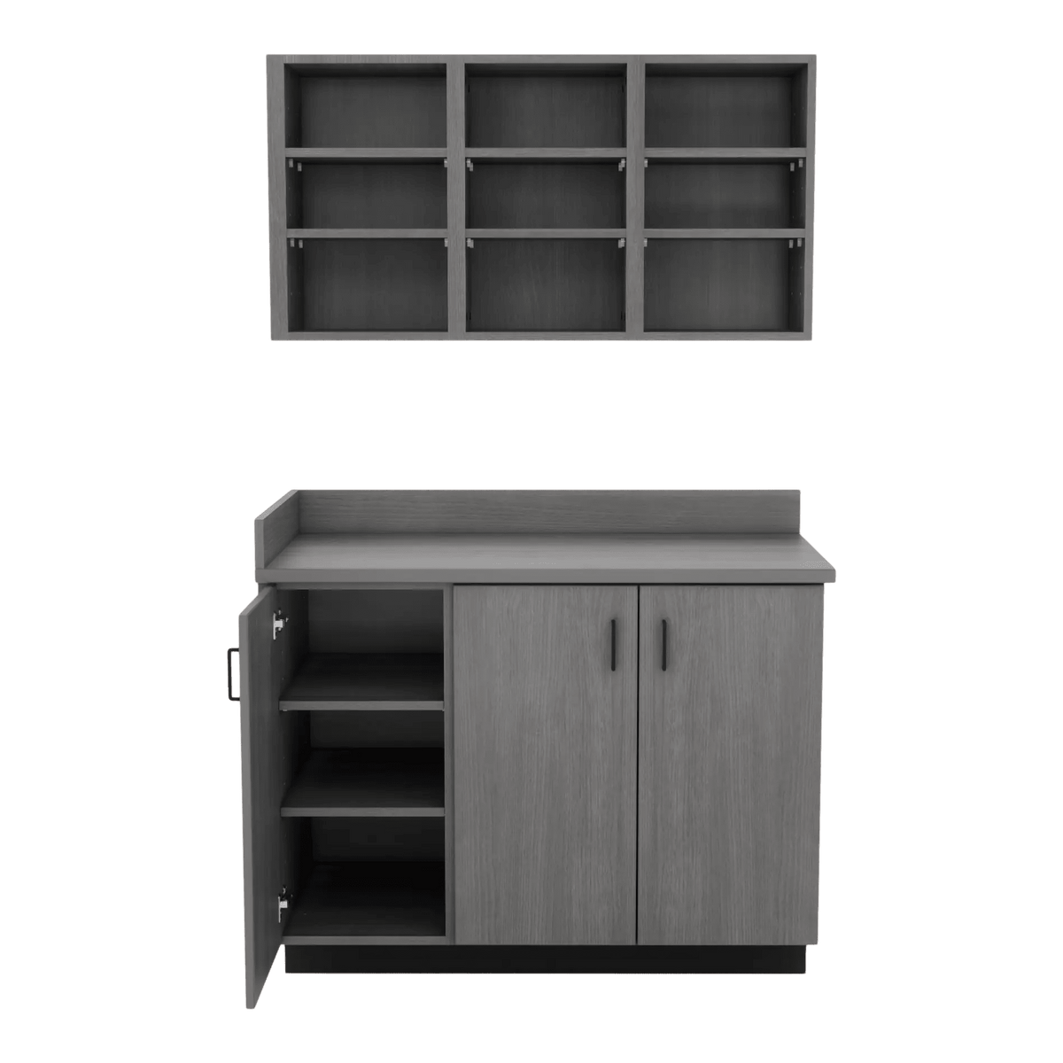 VetPro ER - 47" Wall-Mount Shelves and Base Cabinet Exam Room Veterinary Cabinets - Kaemark