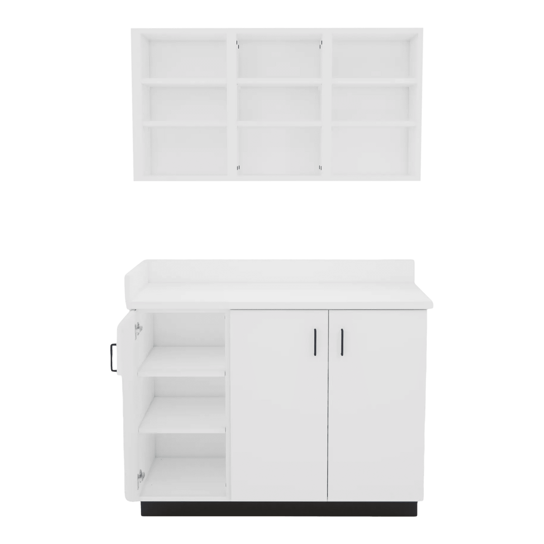 VetPro ER - 47" Wall-Mount Shelves and Base Cabinet Exam Room Veterinary Cabinets - Kaemark