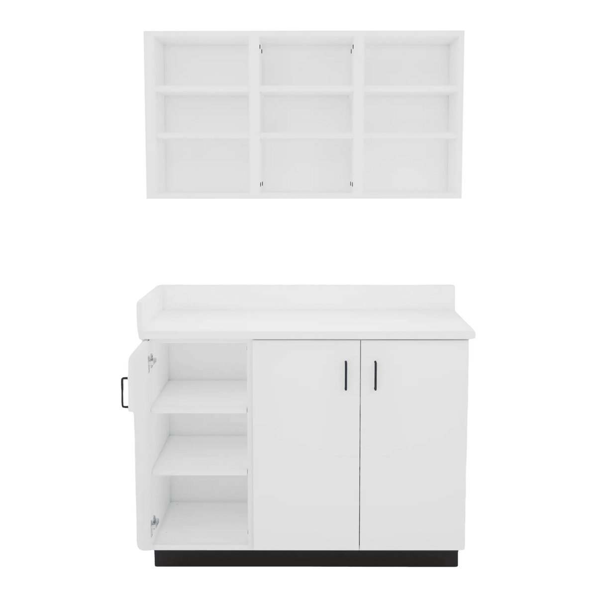 VetPro ER - 47" Wall-Mount Shelves and Base Cabinet Exam Room Veterinary Cabinets - Kaemark