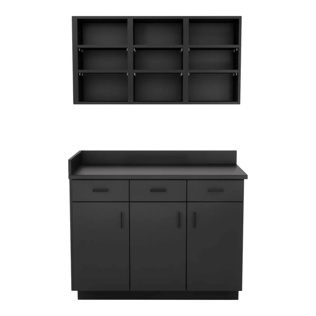 VetPro ER - 47" Wall-Mount Shelves and Combo Base Cabinet Exam Room Veterinary Cabinets - Kaemark