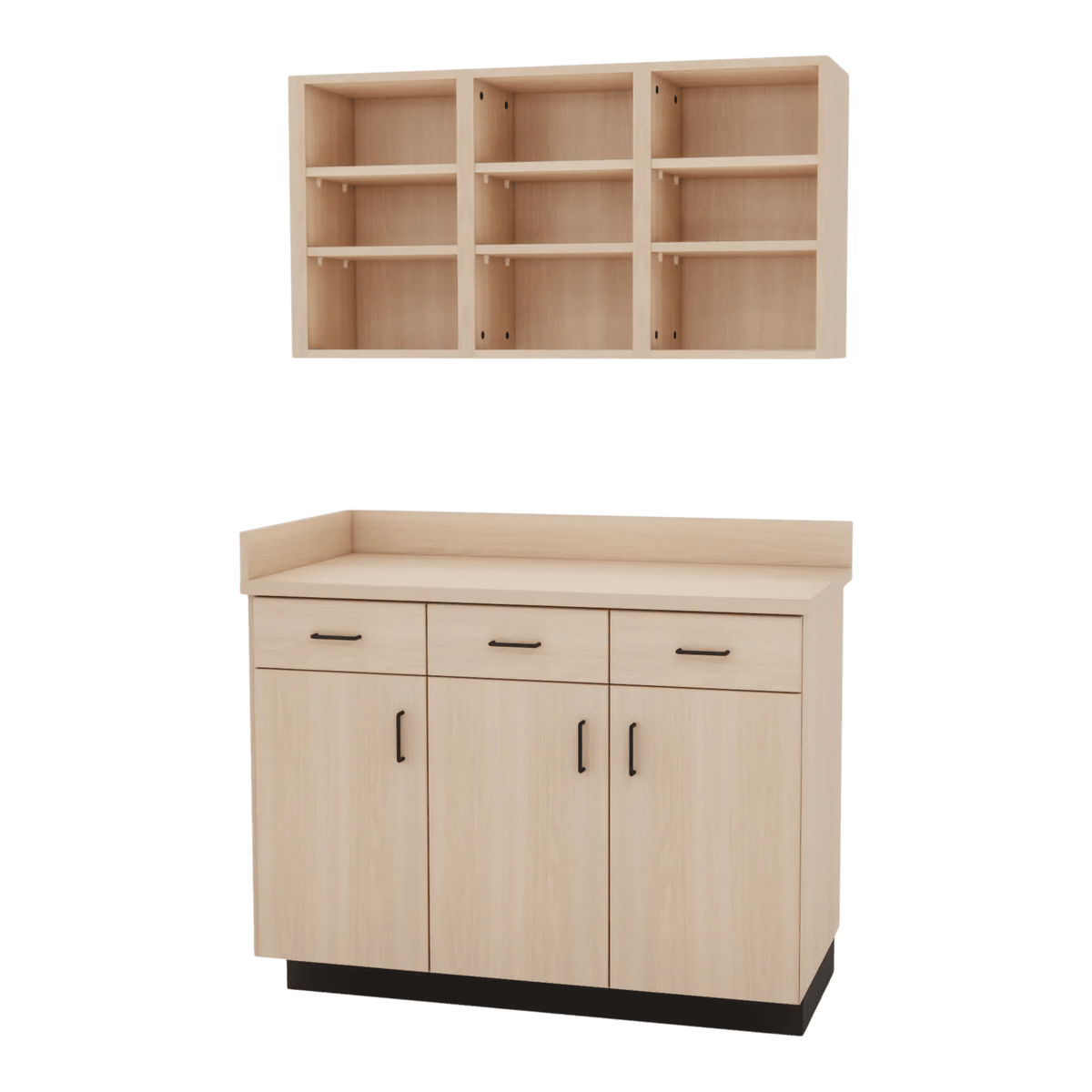 VetPro ER - 47" Wall-Mount Shelves and Combo Base Cabinet Exam Room Veterinary Cabinets - Kaemark