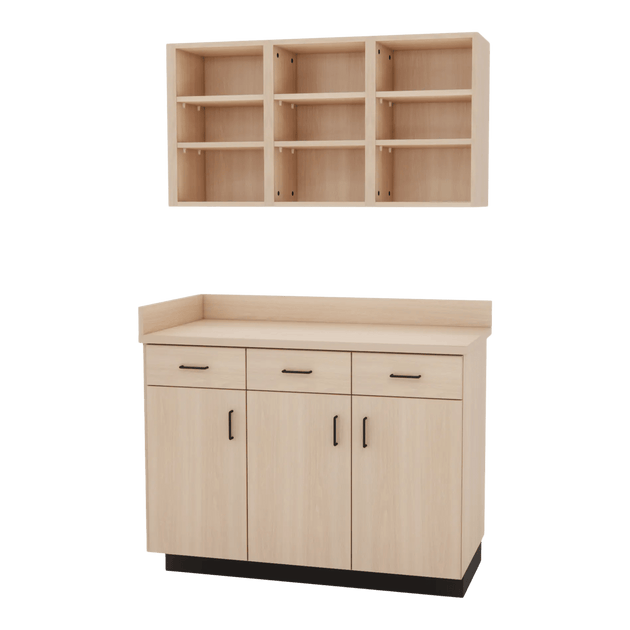 VetPro ER - 47" Wall-Mount Shelves and Combo Base Cabinet Exam Room Veterinary Cabinets - Kaemark