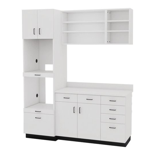 VetPro LB - 6' Wall-Mount Shelves and Combo Base Cabinet Lab Room Veterinary Cabinet Package - Kaemark
