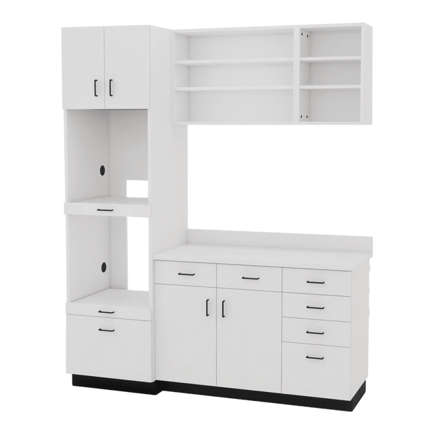 VetPro LB - 6' Wall-Mount Shelves and Combo Base Cabinet Lab Room Veterinary Cabinet Package - Kaemark