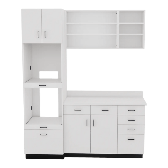 VetPro LB - 6' Wall-Mount Shelves and Combo Base Cabinet Lab Room Veterinary Cabinet Package - Kaemark