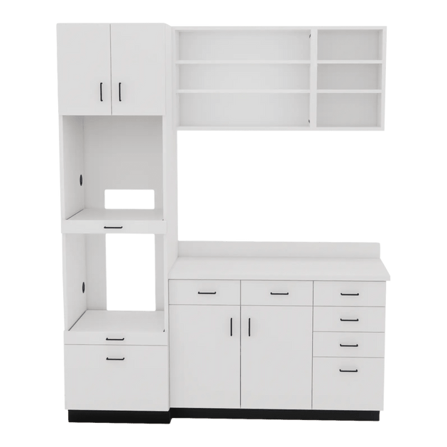 VetPro LB - 6' Wall-Mount Shelves and Combo Base Cabinet Lab Room Veterinary Cabinet Package - Kaemark