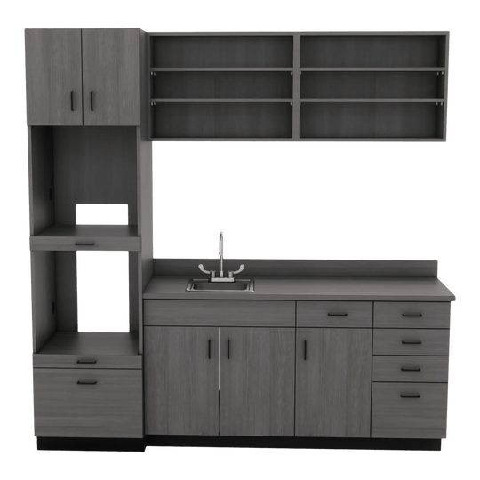 VetPro LB- 8' Wall-Mount Shelves and Combo Base Cabinet Lab Room Veterinary Cabinet Package - Kaemark