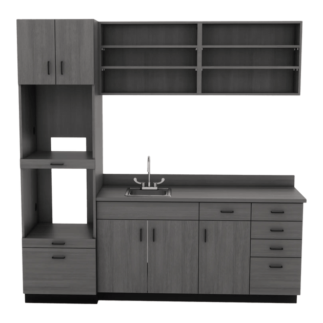 VetPro LB- 8' Wall-Mount Shelves and Combo Base Cabinet Lab Room Veterinary Cabinet Package - Kaemark