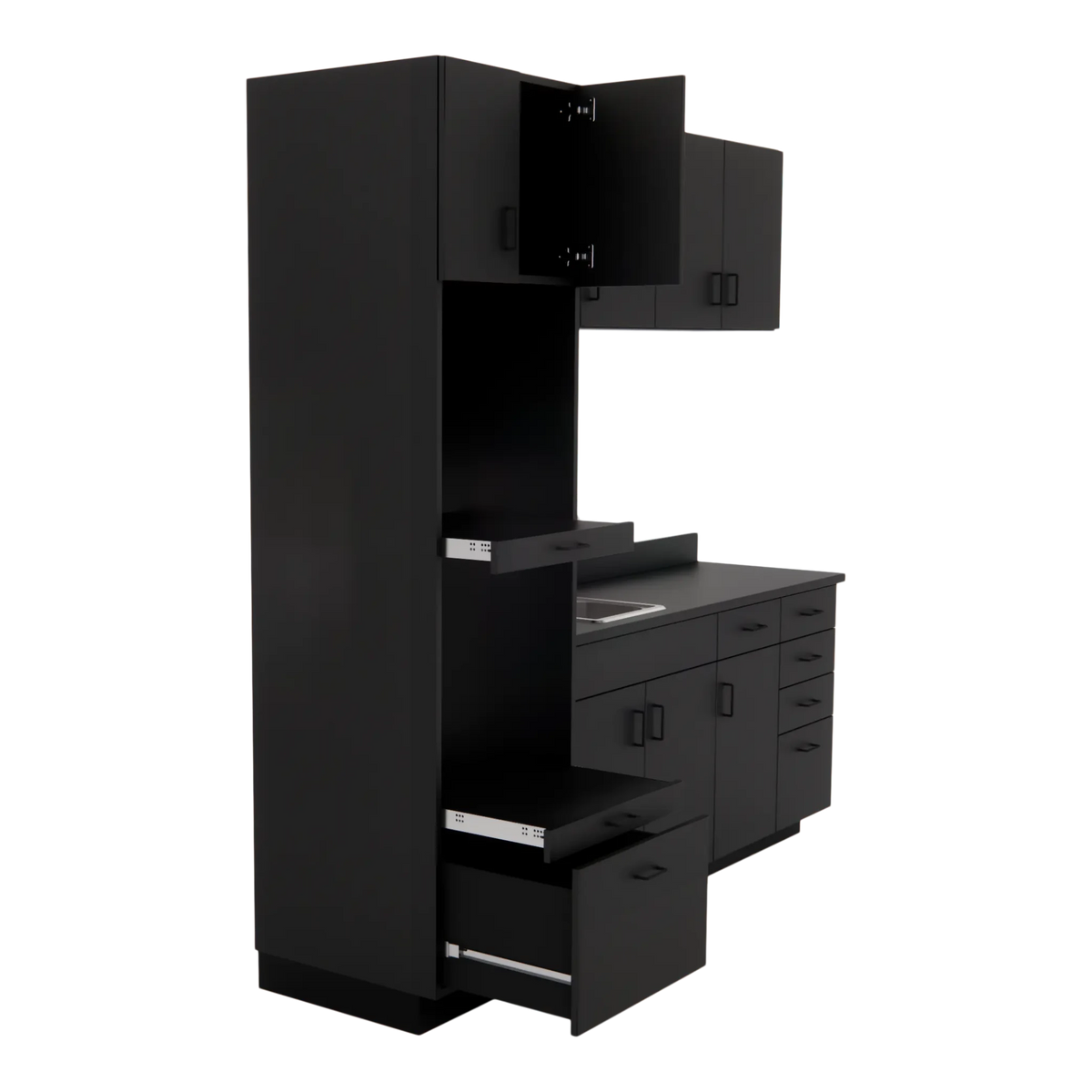 VetPro LB - 8' Wall-Mount Cabinet and Combo Base Cabinet Lab Room Veterinary Cabinet Package - Kaemark