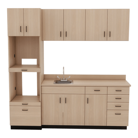 VetPro LB - 8' Wall-Mount Cabinet and Combo Base Cabinet Lab Room Veterinary Cabinet Package - Kaemark