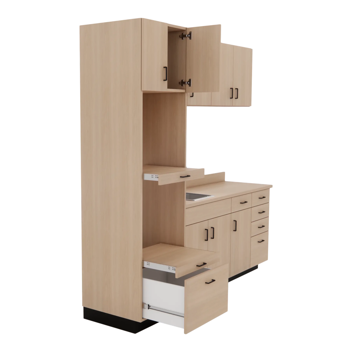 VetPro LB - 8' Wall-Mount Cabinet and Combo Base Cabinet Lab Room Veterinary Cabinet Package - Kaemark