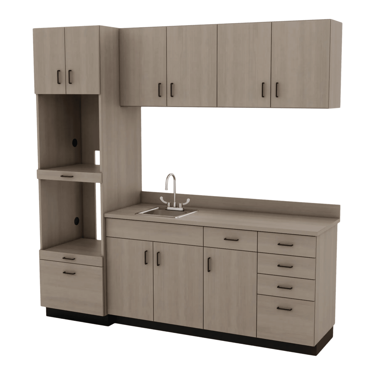 VetPro LB - 8' Wall-Mount Cabinet and Combo Base Cabinet Lab Room Veterinary Cabinet Package - Kaemark