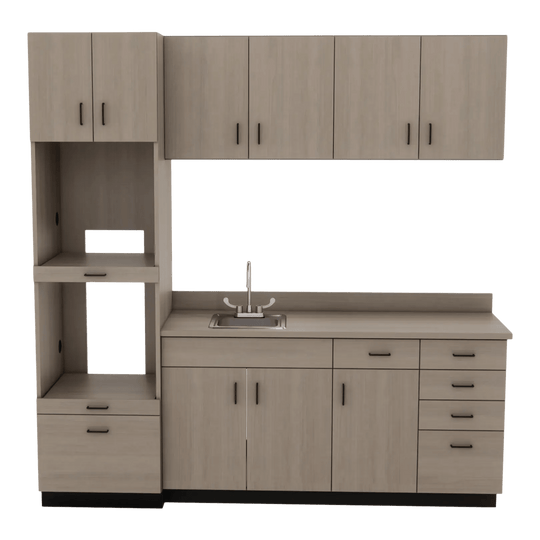 VetPro LB - 8' Wall-Mount Cabinet and Combo Base Cabinet Lab Room Veterinary Cabinet Package - Kaemark