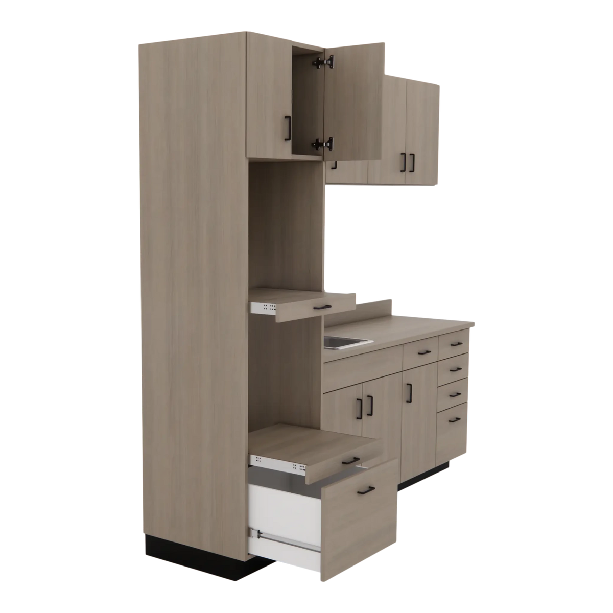 VetPro LB - 8' Wall-Mount Cabinet and Combo Base Cabinet Lab Room Veterinary Cabinet Package - Kaemark