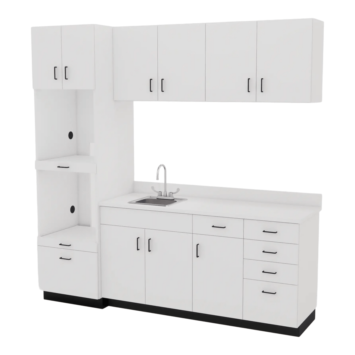VetPro LB - 8' Wall-Mount Cabinet and Combo Base Cabinet Lab Room Veterinary Cabinet Package - Kaemark