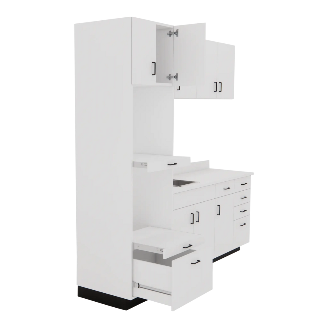 VetPro LB - 8' Wall-Mount Cabinet and Combo Base Cabinet Lab Room Veterinary Cabinet Package - Kaemark