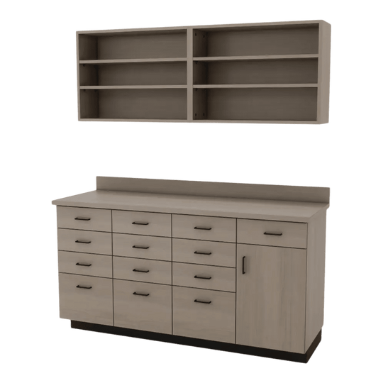 VetPro RX - 5' Wall-Mount Shelves and Combo Base Cabinet Pharmacy Veterinary Cabinet Package - Kaemark