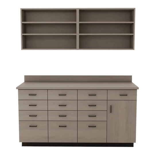 VetPro RX - 5' Wall-Mount Shelves and Combo Base Cabinet Pharmacy Veterinary Cabinet Package - Kaemark