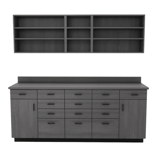 VetPro RX - 7' Wall-Mount Shelves and Combo Base Cabinet Pharmacy Room Veterinary Cabinet Package - Kaemark