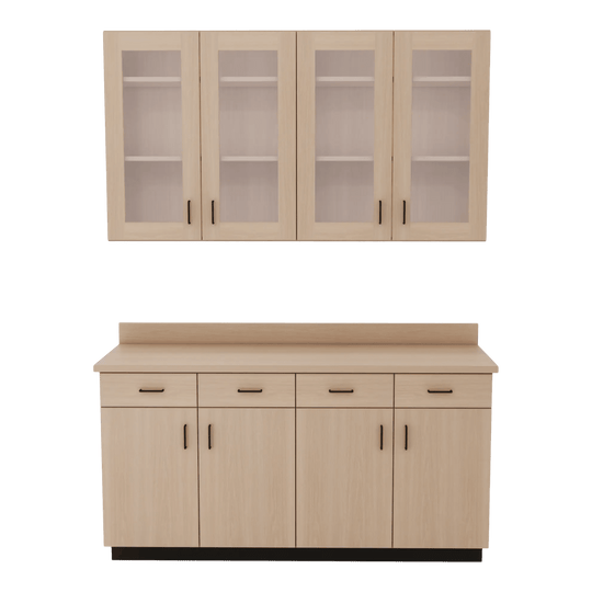 VetPro OR - 5' Clear Wall-Mount Cabinet and Combo Base Cabinet Surgery Room Veterinary Cabinet Package - Kaemark