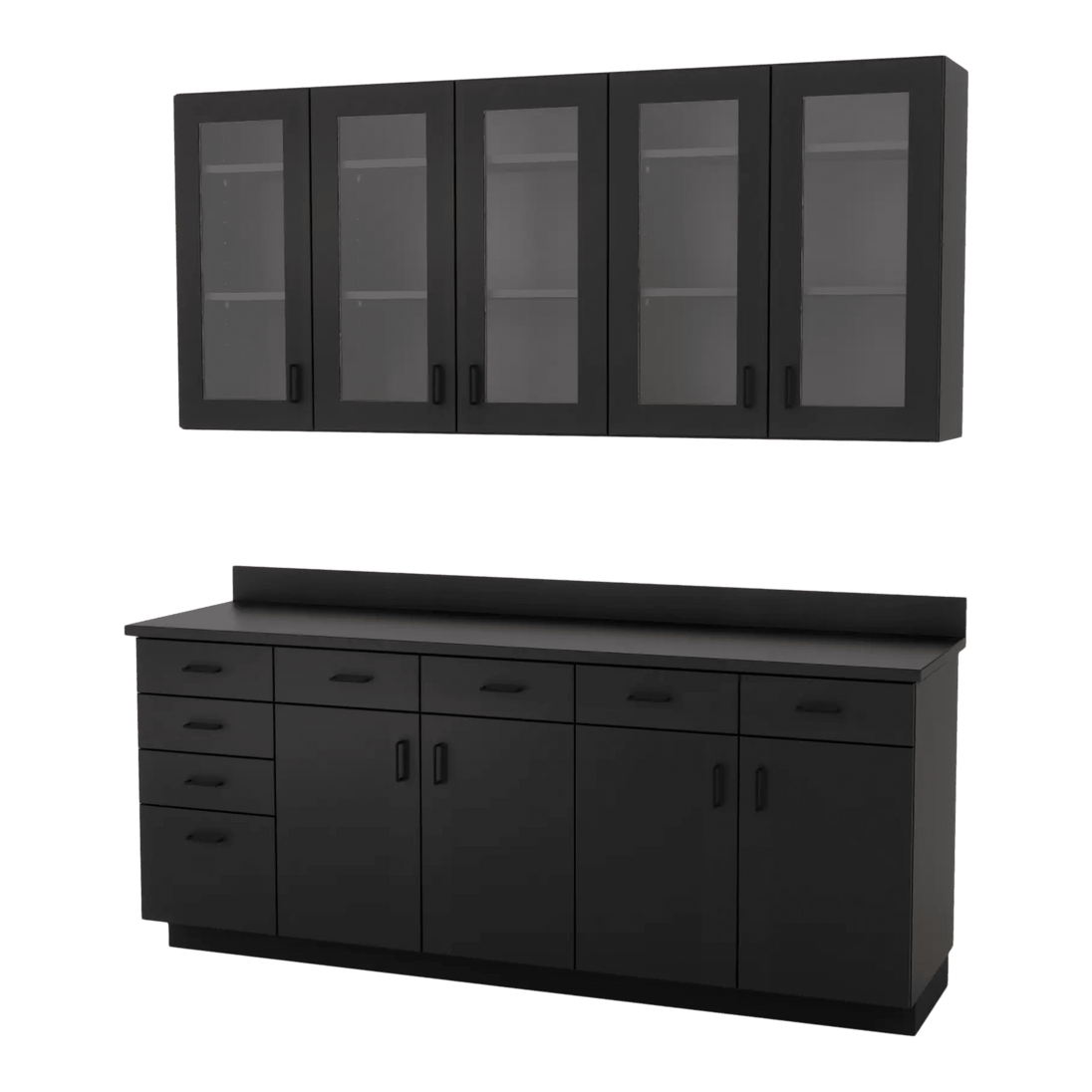 VetPro OR - 7' Clear Wall-Mount Cabinet and Combo Base Cabinet Surgery Room Veterinary Cabinet Package - Kaemark
