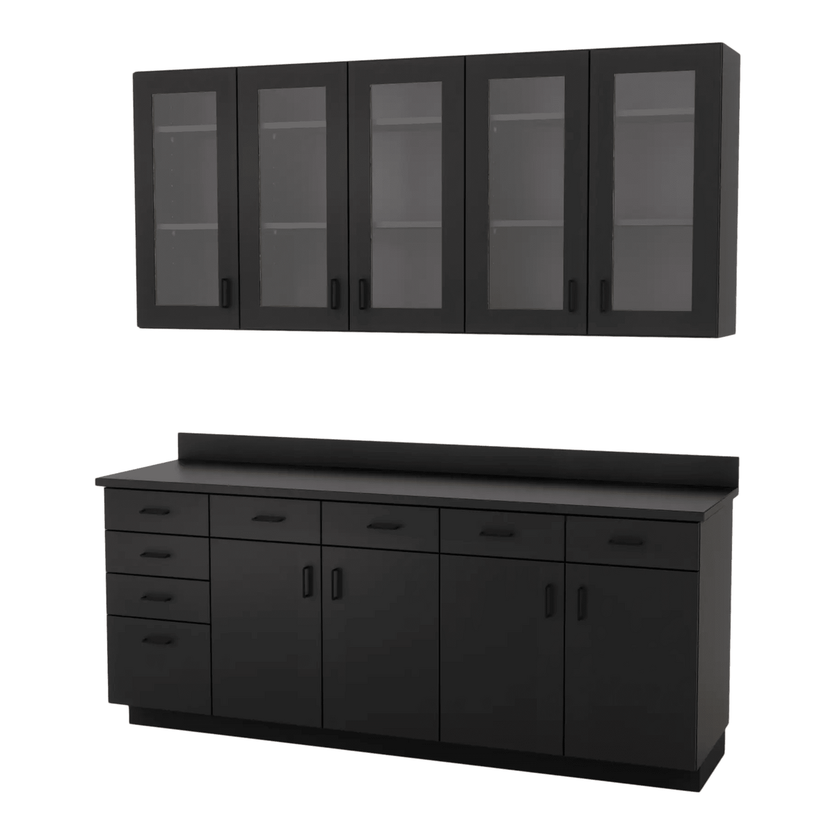 VetPro OR - 7' Clear Wall-Mount Cabinet and Combo Base Cabinet Surgery Room Veterinary Cabinet Package - Kaemark