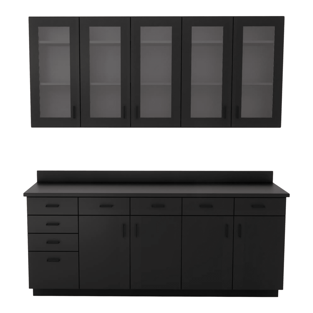 VetPro OR - 7' Clear Wall-Mount Cabinet and Combo Base Cabinet Surgery Room Veterinary Cabinet Package - Kaemark