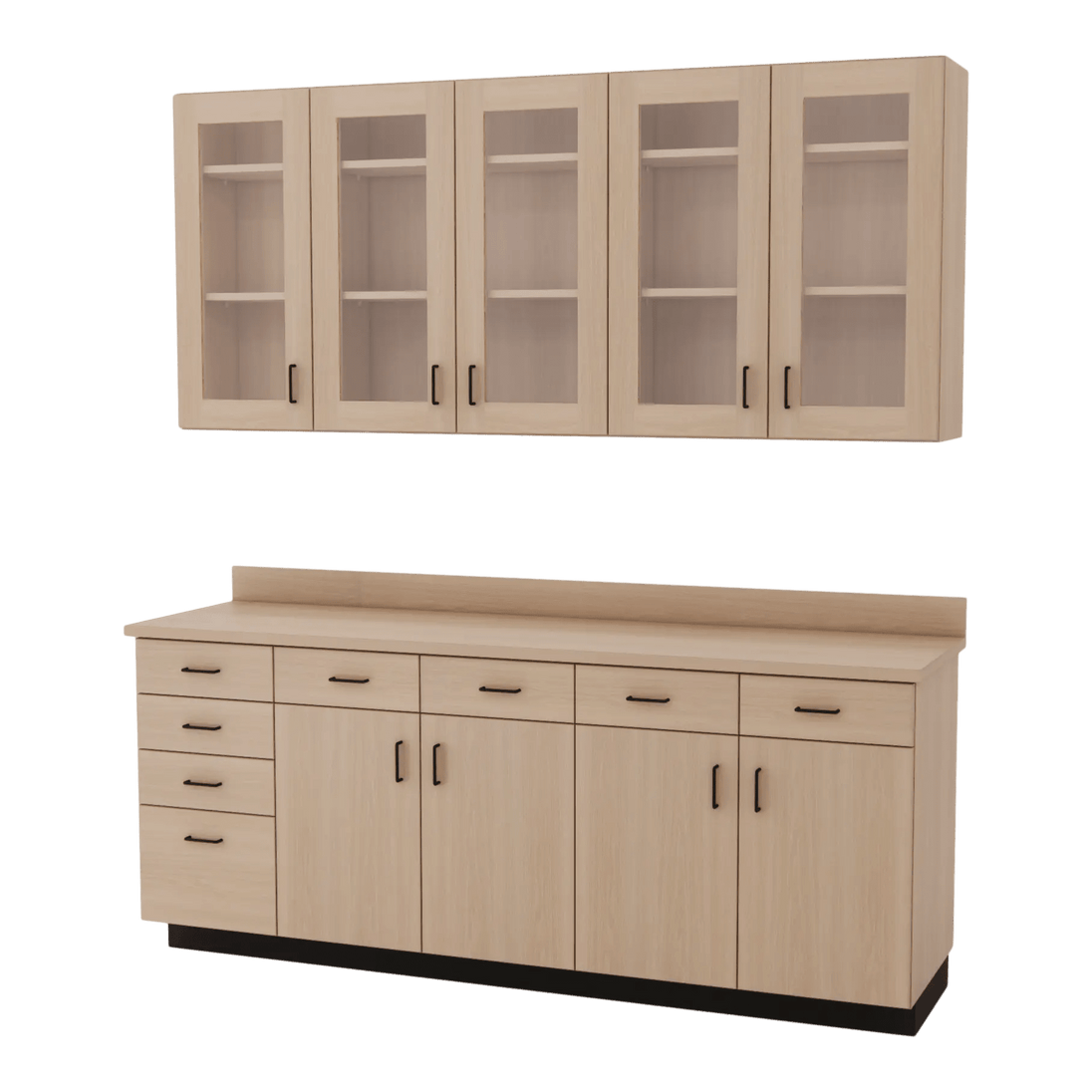 VetPro OR - 7' Clear Wall-Mount Cabinet and Combo Base Cabinet Surgery Room Veterinary Cabinet Package - Kaemark