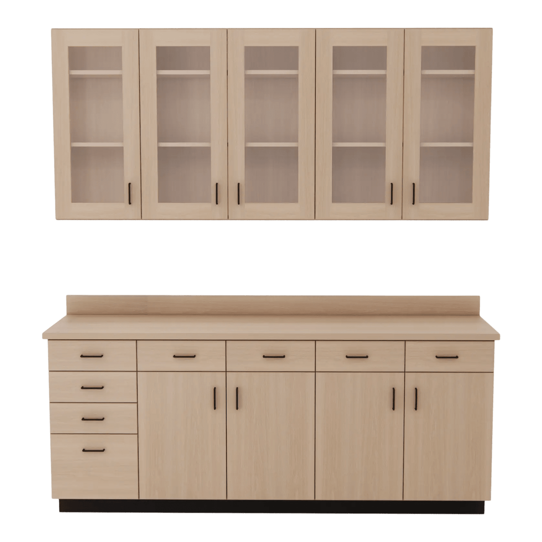 VetPro OR - 7' Clear Wall-Mount Cabinet and Combo Base Cabinet Surgery Room Veterinary Cabinet Package - Kaemark