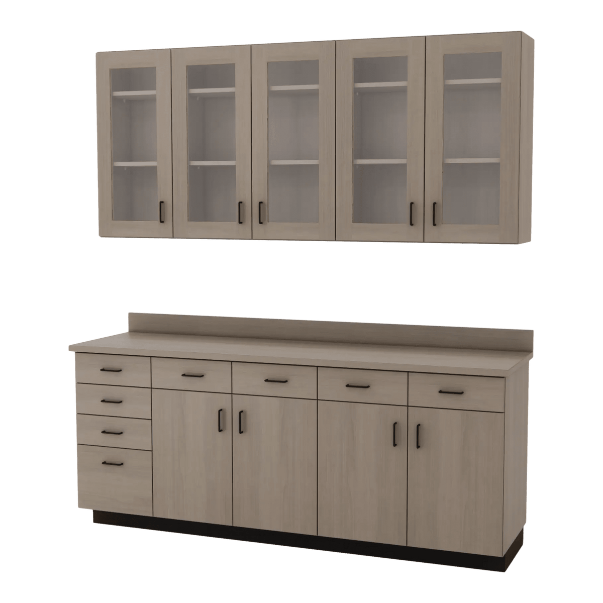 VetPro OR - 7' Clear Wall-Mount Cabinet and Combo Base Cabinet Surgery Room Veterinary Cabinet Package - Kaemark