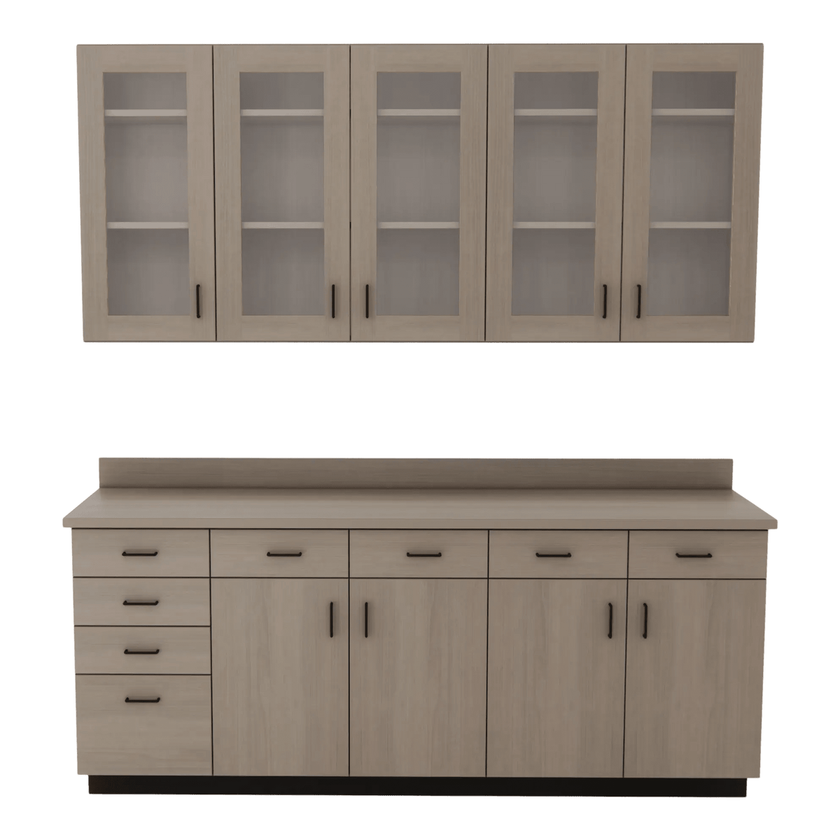 VetPro OR - 7' Clear Wall-Mount Cabinet and Combo Base Cabinet Surgery Room Veterinary Cabinet Package - Kaemark