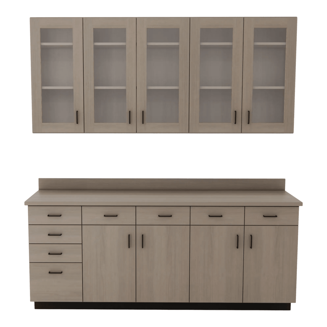VetPro OR - 7' Clear Wall-Mount Cabinet and Combo Base Cabinet Surgery Room Veterinary Cabinet Package - Kaemark