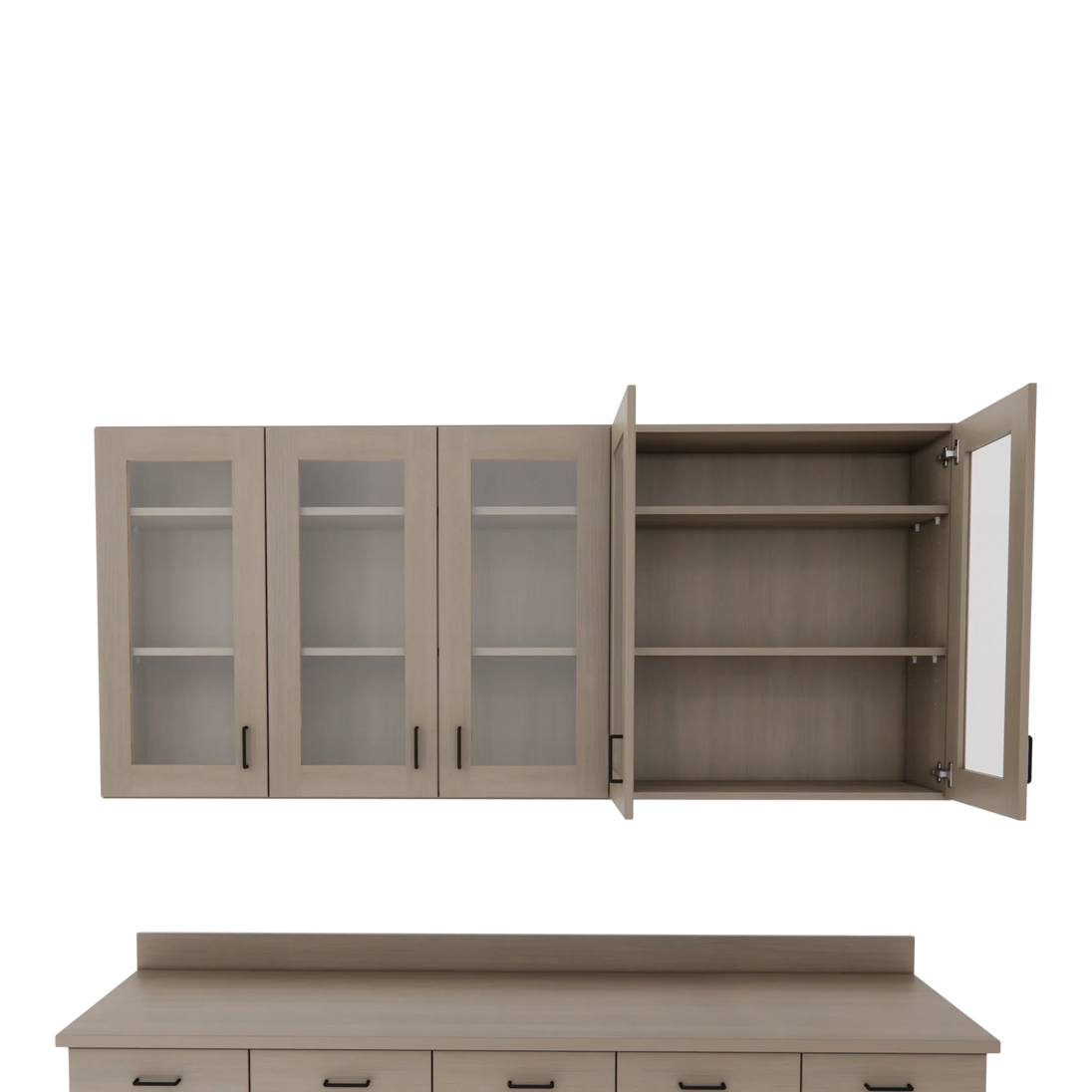 VetPro OR - 7' Clear Wall-Mount Cabinet and Combo Base Cabinet Surgery Room Veterinary Cabinet Package - Kaemark