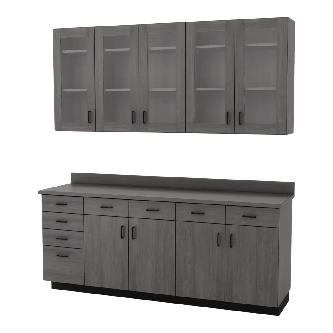 VetPro OR - 7' Clear Wall-Mount Cabinet and Combo Base Cabinet Surgery Room Veterinary Cabinet Package - Kaemark