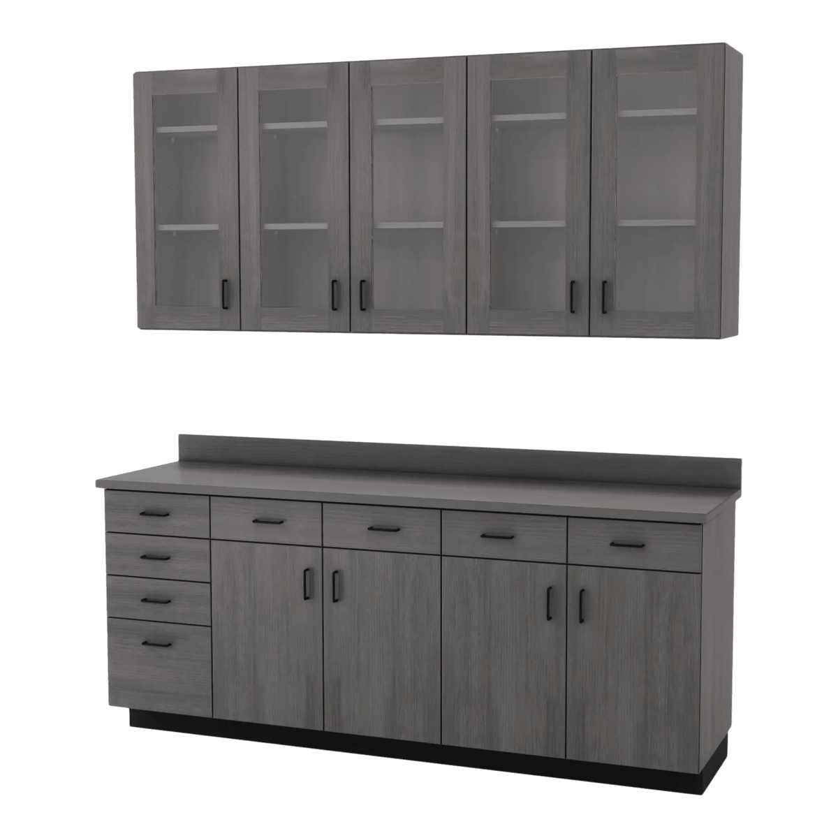 VetPro OR - 7' Clear Wall-Mount Cabinet and Combo Base Cabinet Surgery Room Veterinary Cabinet Package - Kaemark