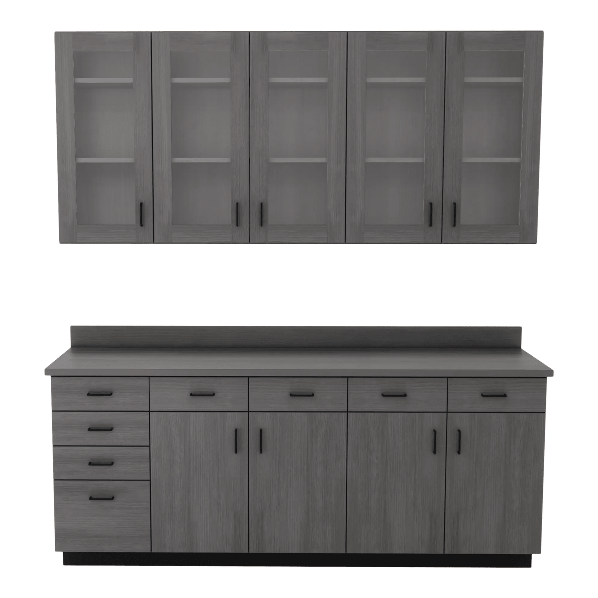 VetPro OR - 7' Clear Wall-Mount Cabinet and Combo Base Cabinet Surgery Room Veterinary Cabinet Package - Kaemark