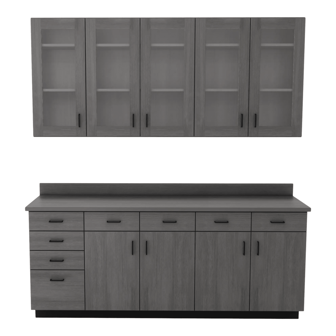 VetPro OR - 7' Clear Wall-Mount Cabinet and Combo Base Cabinet Surgery Room Veterinary Cabinet Package - Kaemark