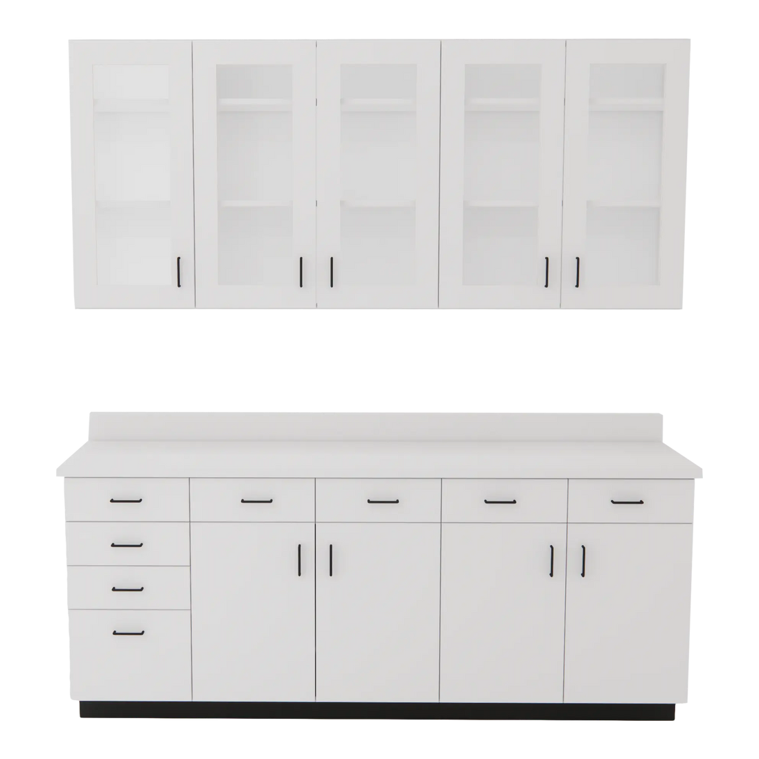 VetPro OR - 7' Clear Wall-Mount Cabinet and Combo Base Cabinet Surgery Room Veterinary Cabinet Package - Kaemark