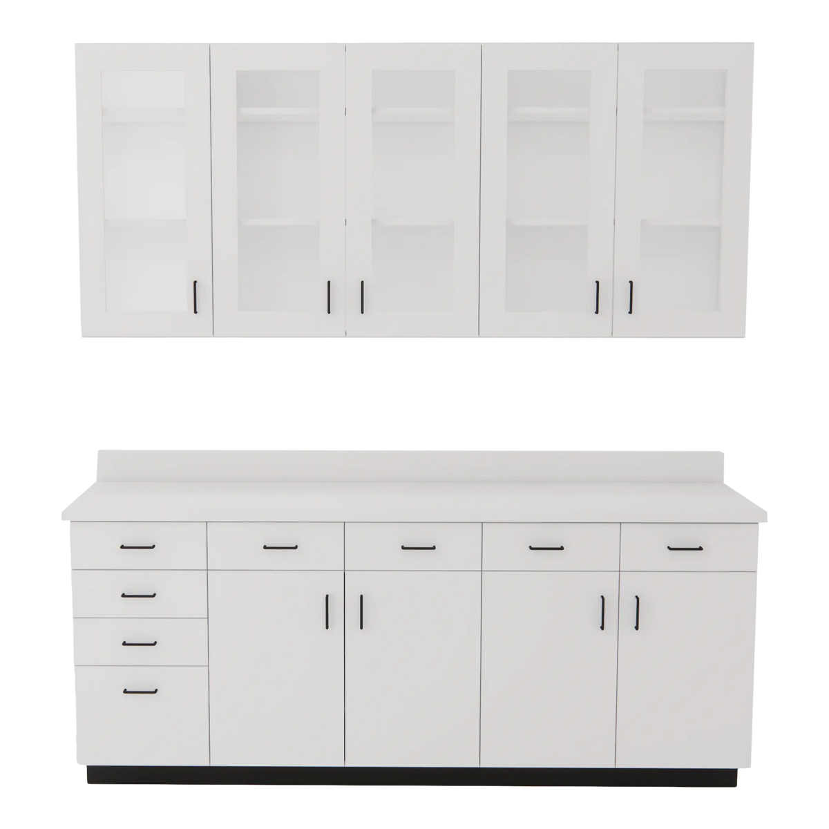 VetPro OR - 7' Clear Wall-Mount Cabinet and Combo Base Cabinet Surgery Room Veterinary Cabinet Package - Kaemark