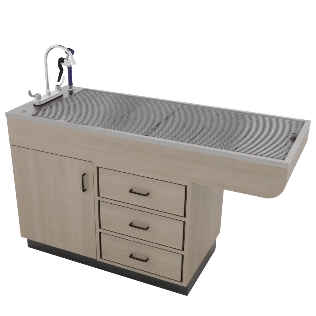 DuraSteel ProPass 5" Wet Table on Laminate Base with Passthrough Drawers - Kaemark