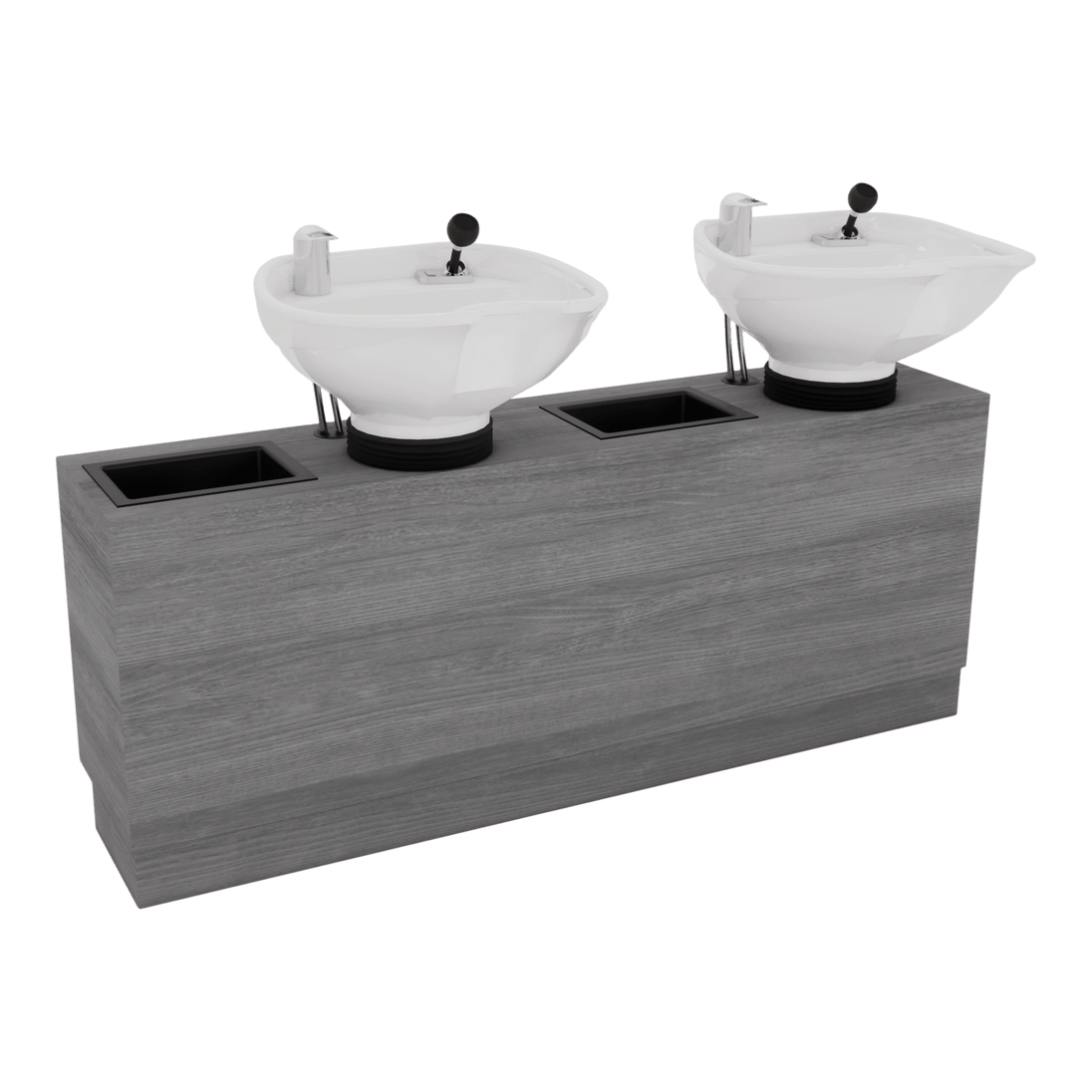 Frost Double Backwash Unit with Bottle Wells and Tilt Bowls - Kaemark