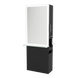 Glo Double Operator Styling Station with Slide-out Appliance Holder, Glass Shelf, and Silver Rectangle Glo Mirror - Kaemark