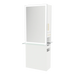 Glo Double Operator Styling Station with Slide-out Appliance Holder, Glass Shelf, and Silver Rectangle Glo Mirror - Kaemark