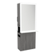 Glo Double Operator Styling Station with Slide-out Appliance Holder, Solid Surface Shelf, and Silver Rectangle Glo Mirror - Kaemark